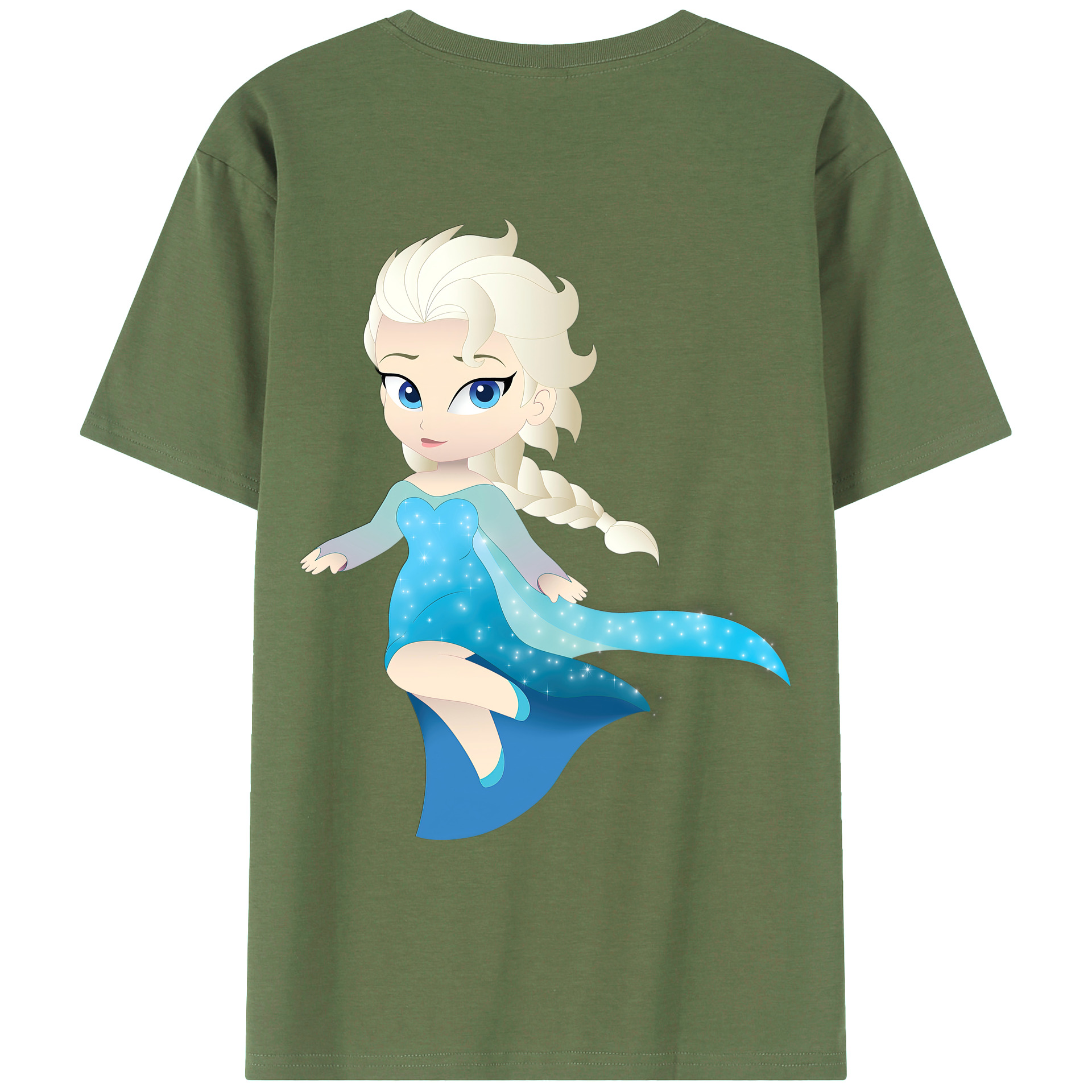 （画像用） アナと雪の女王 アンナ エルサ Frozen Anna Elsa 綿100％ メンズ半袖Tシャツ（バックプリント） 通気性